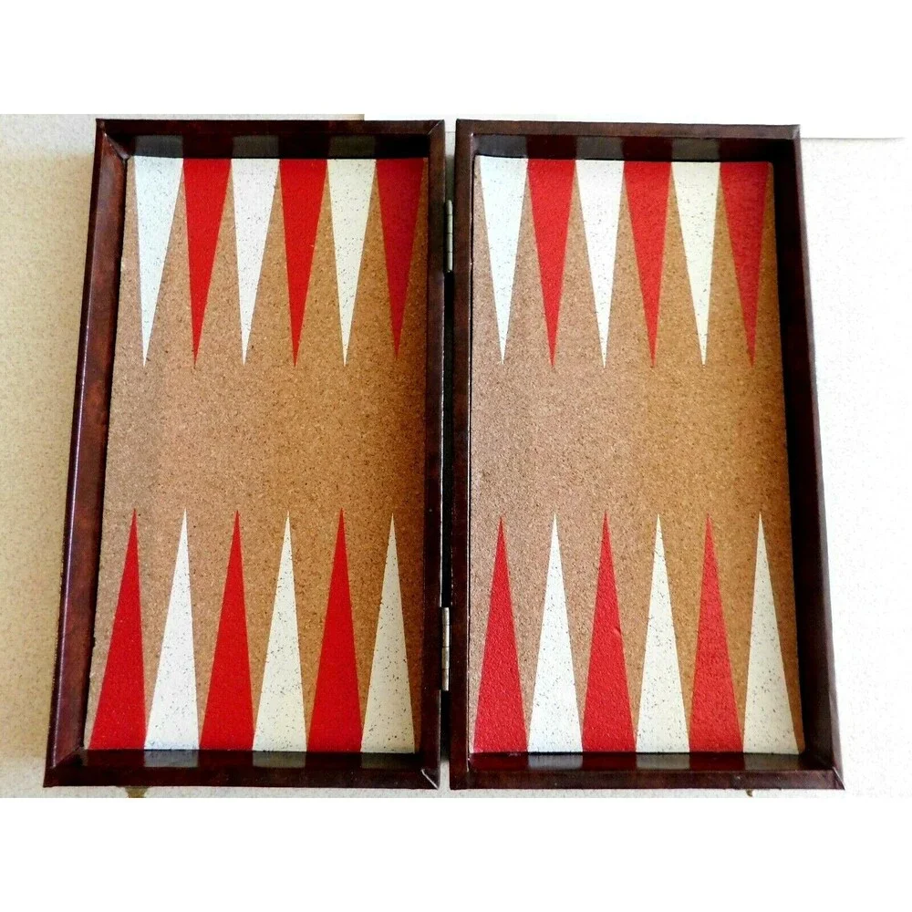 Vintage Chess Checker Backgammon Folding Travel Set Design Philipp for JC Penney